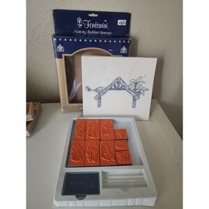 Fontanini Rubber Stamp Nativity Set Your Own Picture Roman, Inc Vintage 1997